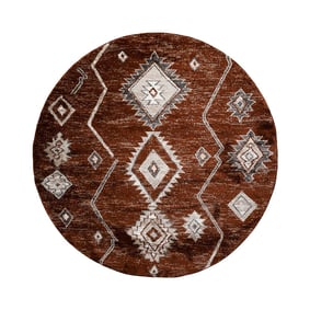 Rond Berber vloerkleed - Blend Aztec Roestbruin - product