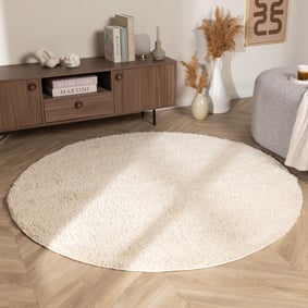 Rond Hoogpolig vloerkleed - Wish Creme