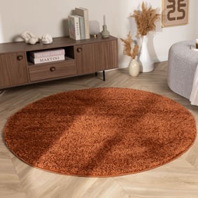 Rond Hoogpolig vloerkleed - Wish Terracotta