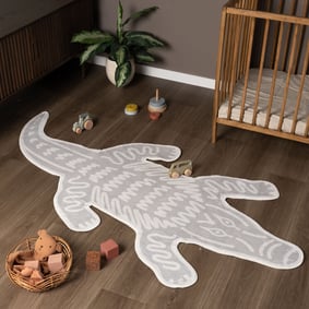 Wasbaar kindervloerkleed - Raf Croco Grijs