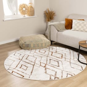 Rond hoogpolig vloerkleed - Blend Diamond Terra