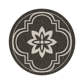 Rond buitenkleed - Isla Medaillon Zwart/Wit - product