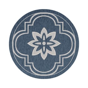 Rond buitenkleed - Isla Medaillon Blauw/Wit - product