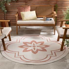 Rond buitenkleed - Isla Medaillon Wit/Roze