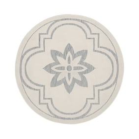 Rond buitenkleed - Isla Medaillon Wit/Lichtblauw - product