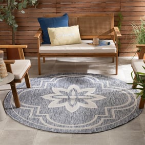 Rond buitenkleed - Isla Medaillon Lichtblauw/Wit