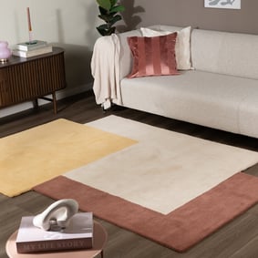 Wollen abstract vloerkleed - Jules Creme/Geel