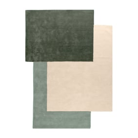 Wollen abstract vloerkleed - Jules Creme/Groen - sfeer