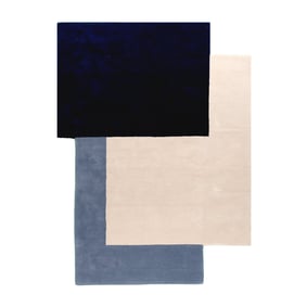 Wollen abstract vloerkleed - Jules Creme/Blauw - sfeer