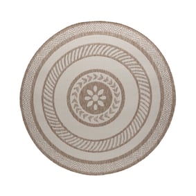 Rond jute buitenkleed - Nusa Medallion Beige/Creme  - product