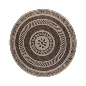 Rond jute buitenkleed - Nusa Medallion Bruin/Beige  - product