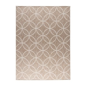 Geometrisch buitenkleed - Faro Ripple Beige - sfeer