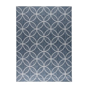 Geometrisch buitenkleed - Faro Ripple Blauw  - product