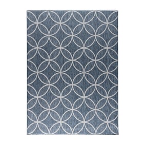 Geometrisch buitenkleed - Faro Ripple Blauw - sfeer