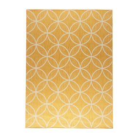 Geometrisch buitenkleed - Faro Ripple Geel - sfeer