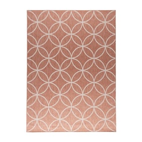Geometrisch buitenkleed - Faro Ripple Roze - sfeer