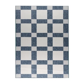 Geometrisch buitenkleed - Faro Blocks Blauw  - product