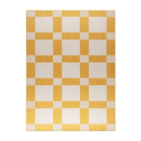 Geometrisch buitenkleed - Faro Blocks Geel  - product
