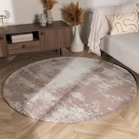 Rond abstract vloerkleed - Candice Taupe