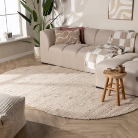Ovaal wollen vloerkleed - Feline Wit/Gemeleerd 