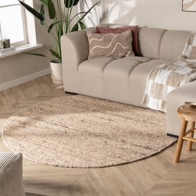 Rond wollen vloerkleed - Feline Taupe/Gemeleerd