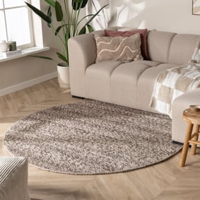 Rond wollen vloerkleed - Feline Bruin/Gemeleerd