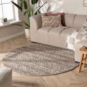 Rond wollen vloerkleed - Feline Bruin/Gemeleerd