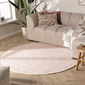 Rond wollen vloerkleed - Feline Pastel