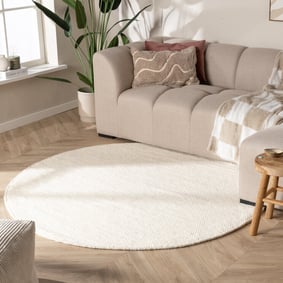 Rond wollen vloerkleed - Feline Wit