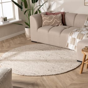 Rond wollen vloerkleed - Feline Wit/Gemeleerd