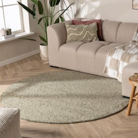 Rond wollen vloerkleed - Feline Olijfgroen/Gemeleerd