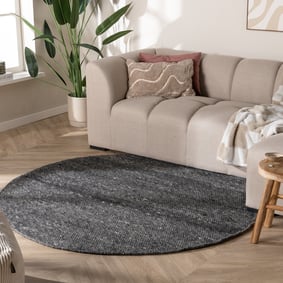 Rond wollen vloerkleed - Feline Antraciet/Gemeleerd