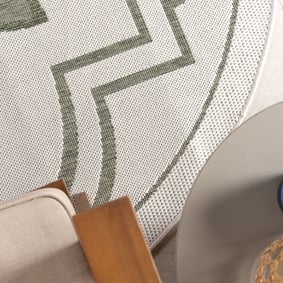Rond buitenkleed - Isla Medaillon Wit/Groen  - product