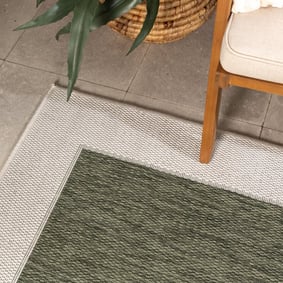 Jute buitenkleed - Nusa Border Groen/Creme  - product