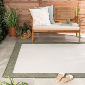 Jute buitenkleed - Nusa Border Creme/Groen 