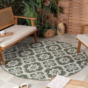 Rond buitenkleed - Rio Flower Groen