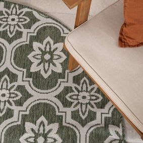 Rond buitenkleed - Rio Flower Groen  - product