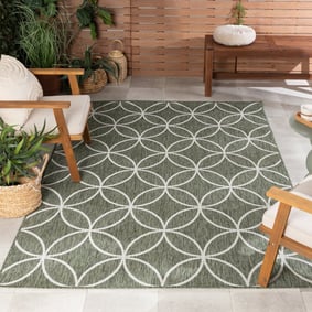 Geometrisch buitenkleed - Faro Ripple Groen/Wit