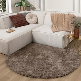 Rond Shaggy vloerkleed - Blaze Taupe