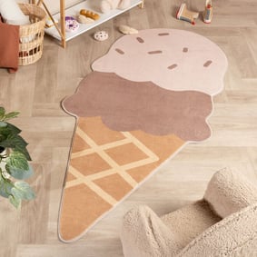 Wasbaar kindervloerkleed - Lexi Ice Cream Bruin