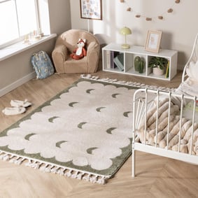 Wasbaar kindervloerkleed - Moos Moon Groen 