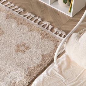 Wasbaar kindervloerkleed - Moos Flower Creme  - product