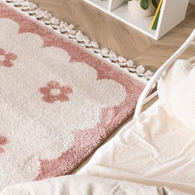 Wasbaar kindervloerkleed - Moos Flower Roze  - product