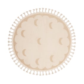 Rond wasbaar kindervloerkleed - Moos Moon Creme  - product