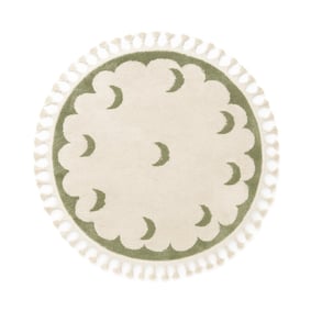 Rond wasbaar kindervloerkleed - Moos Moon Groen  - product