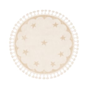 Rond wasbaar kindervloerkleed - Moos Star Creme  - product