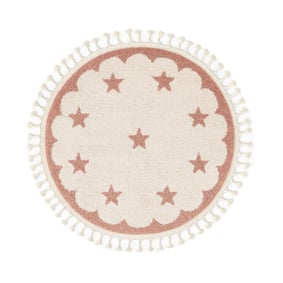 Rond wasbaar kindervloerkleed - Moos Star Roze - product