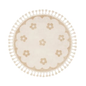 Rond wasbaar kindervloerkleed - Moos Flower Creme  - product