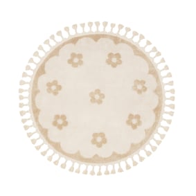 Rond wasbaar kindervloerkleed - Moos Flower Creme - sfeer