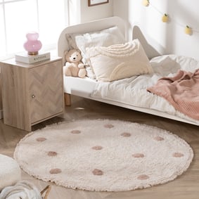 Rond Vloerkleed Kinderkamer - Lou Dots Taupe